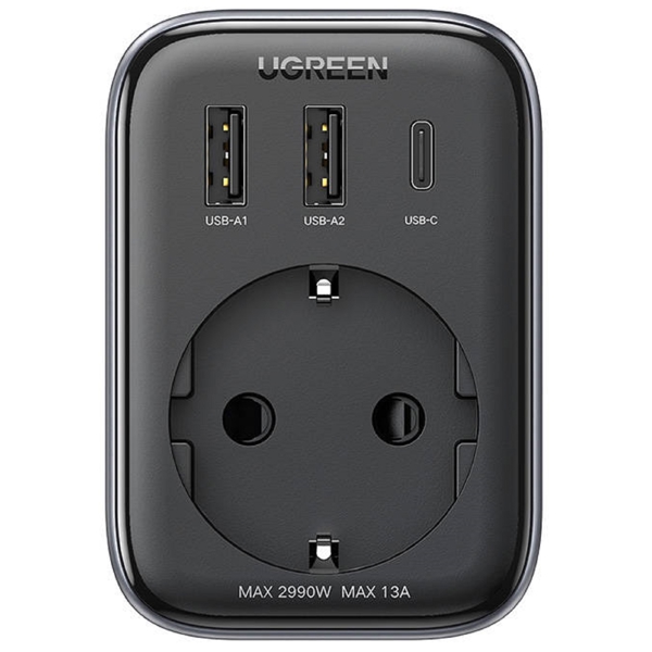 UGREEN CD314 (15261) Nexode, Travel Adapter 30W, 1 Socket, USB-A, USB-C, Gray