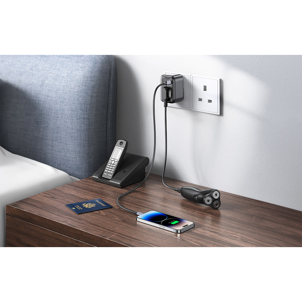 UGREEN CD314 (15261) Nexode, Travel Adapter 30W, 1 Socket, USB-A, USB-C, Gray