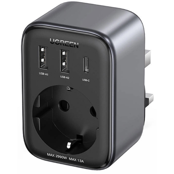 UGREEN CD314 (15261) Nexode, Travel Adapter 30W, 1 Socket, USB-A, USB-C, Gray