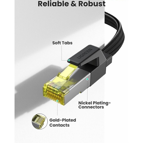 ქსელის კაბელი UGREEN NW189 (40166), CAT7 U/FTP, Lan Cable, 15m, Black