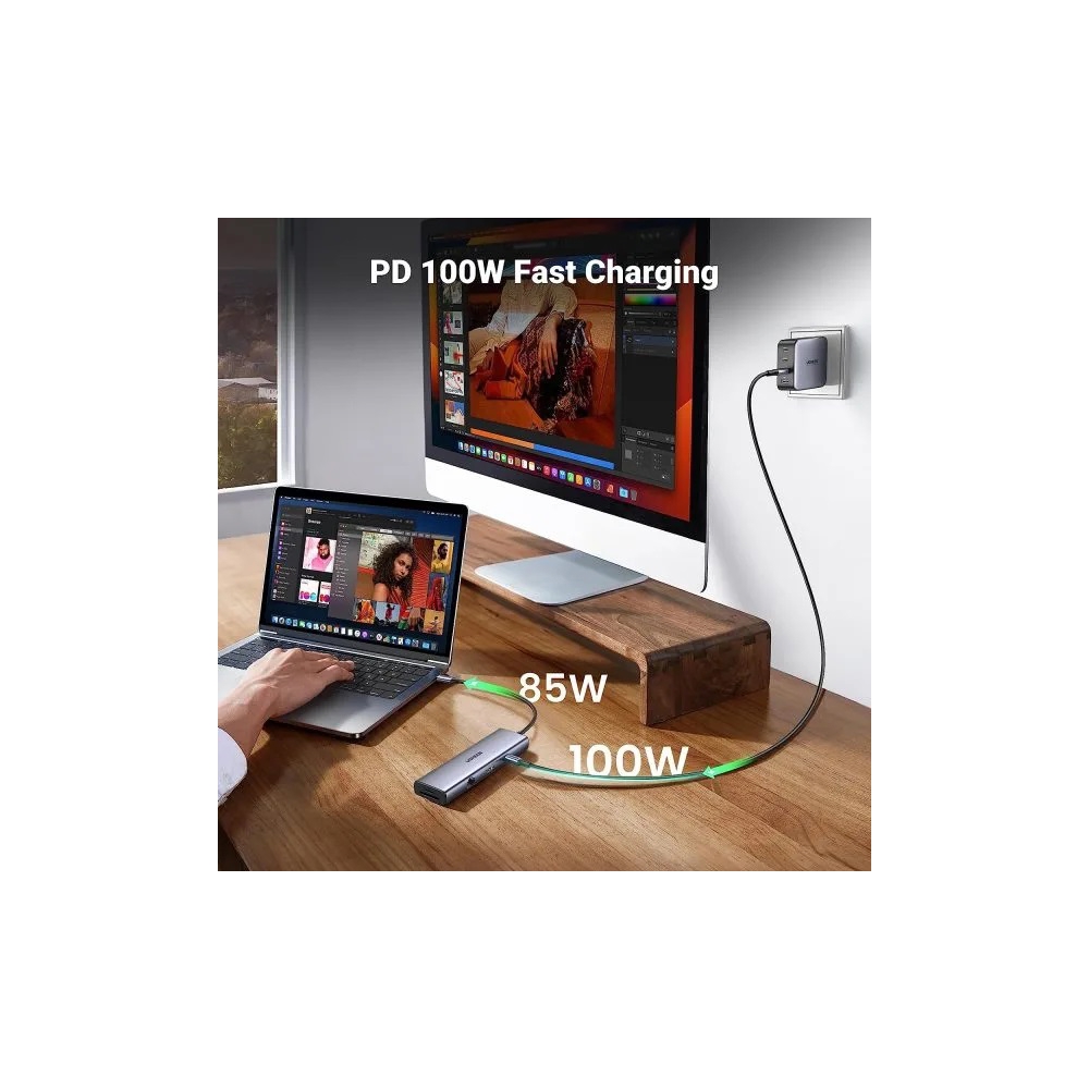 USB-C ჰაბი UGREEN CM498 (15600), Type-C, USB, HDMI, VGA, RJ45, SD, TF, Hub, Gray