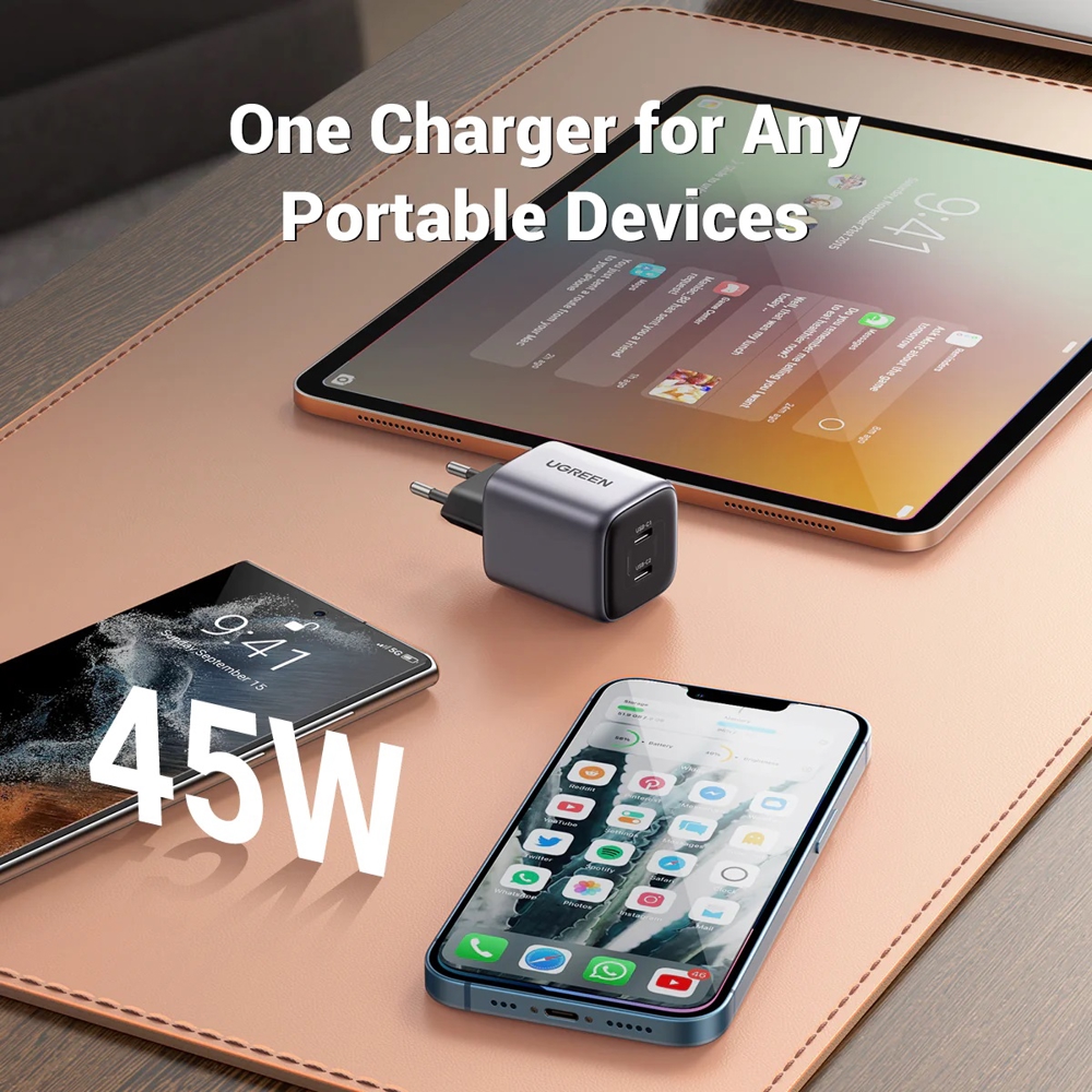 დამტენი UGREEN CD294 (90573) Nexode, 45W, Type-C, Gray