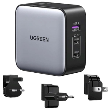 დამტენი UGREEN CD296 (90409) Nexode, Travel Adapter, 65W, USB, USB-C, Gray