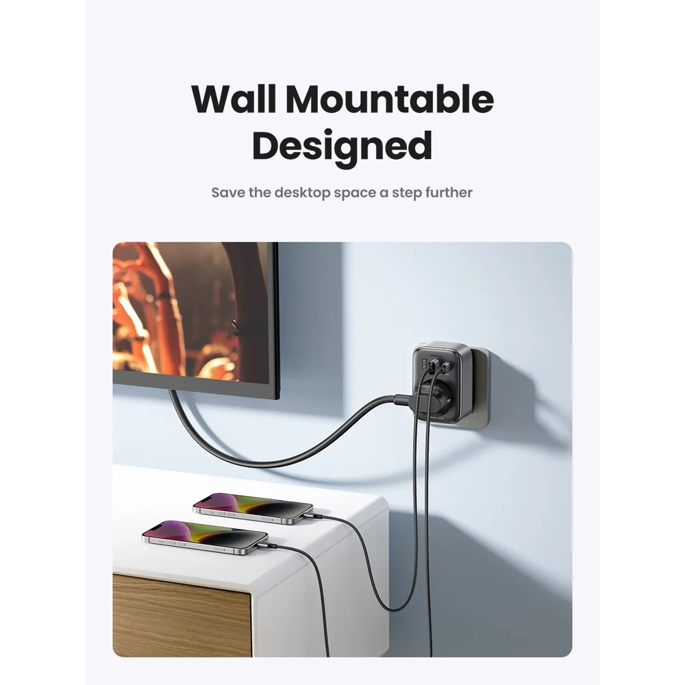 ადაპტერი UGREEN CD314 (90613) Nexode, 30W, 1 Socket, USB-A, Type-C, Gray