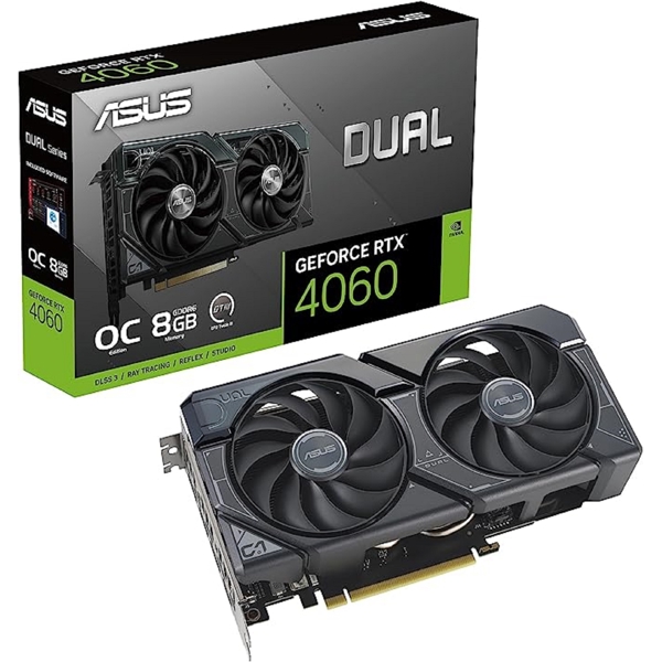 Asus DUAL-RTX4060-O8G, Gaming  RTX4060, 8GB, 128bit, HDMI, DP, Black