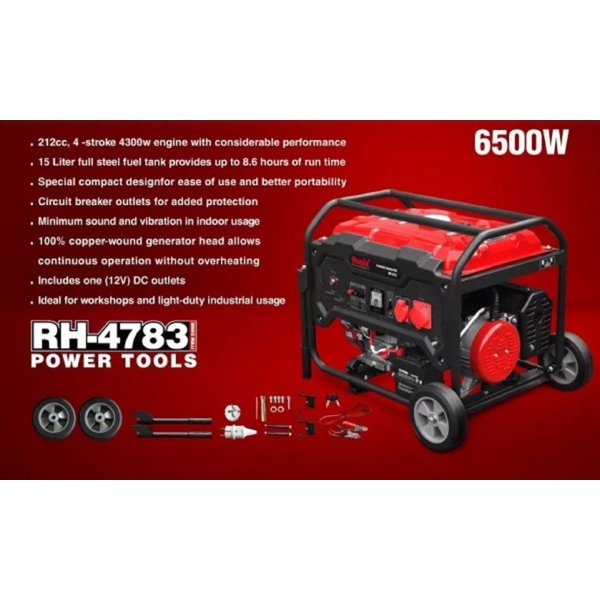 გენერატორი Ronix RH-4783, 6.5KW, Diesel Generator, Black/Red
