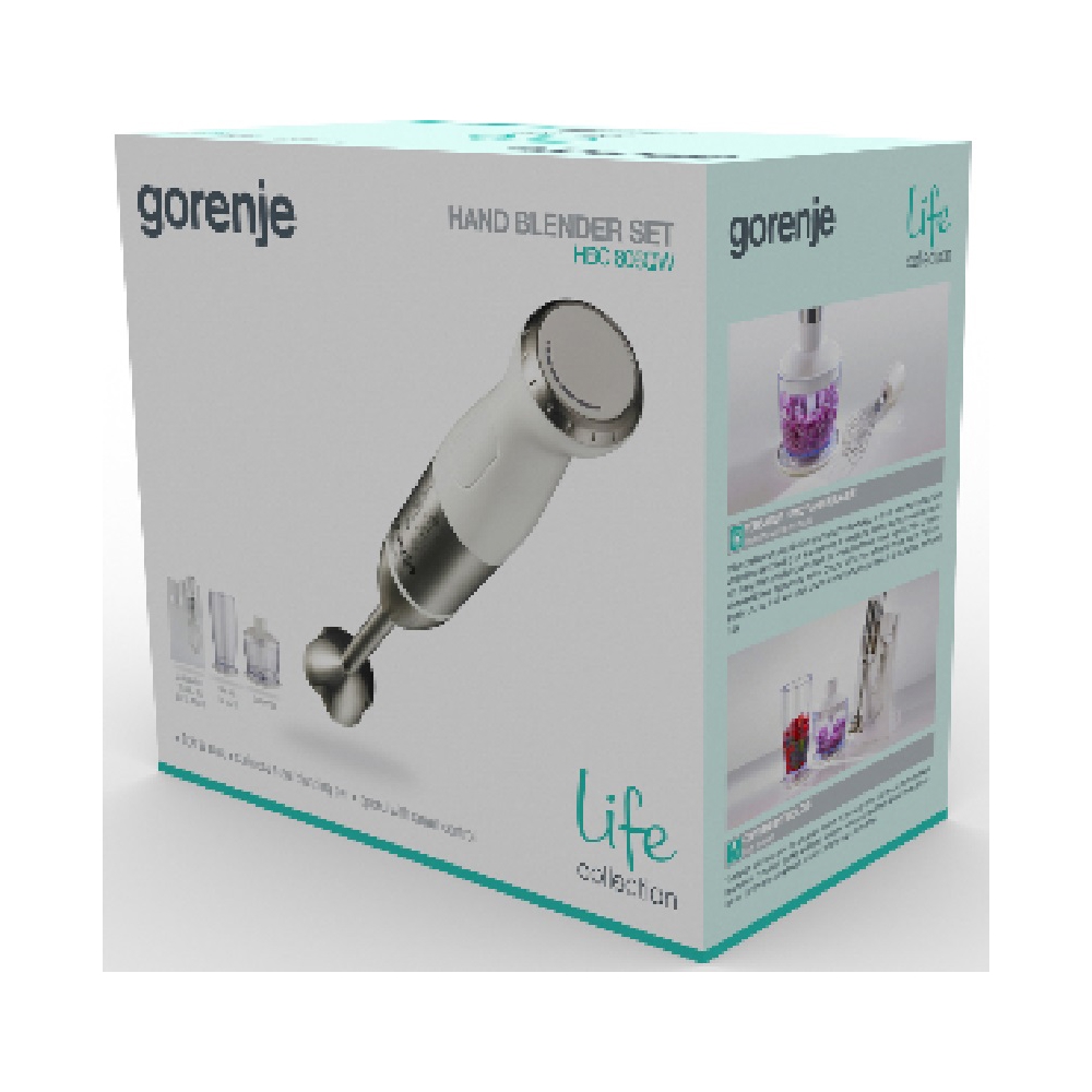 ხელის ბლენდერი Gorenje HBC806QW, 800W, 0.5L, Blender, White