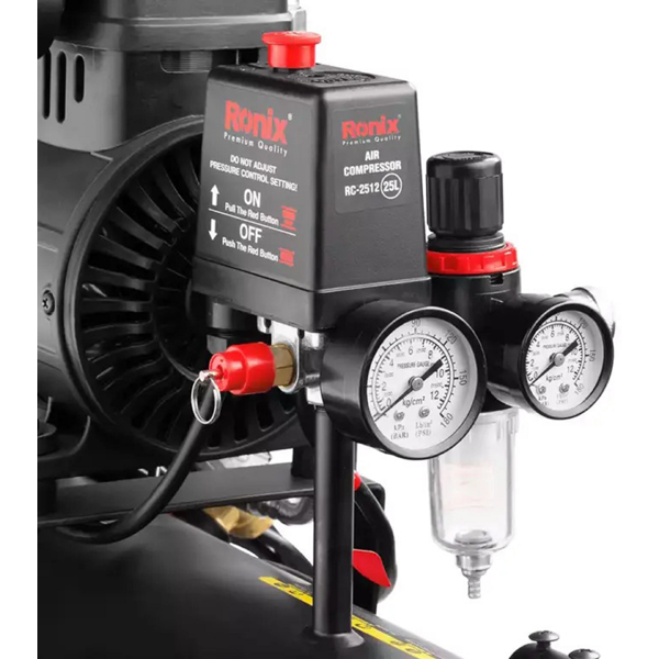 კომპრესორი Ronix RC-2512, 1380W, 25L, Air Compressor, Black