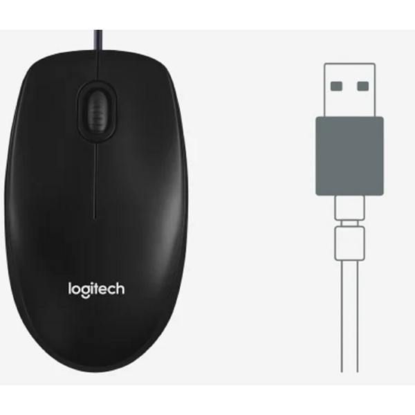 მაუსი Logitech 910-006652 M100, Wired, USB, Mouse, Black