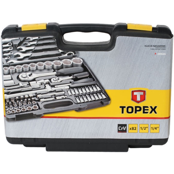 ხელსაწყოების ნაკრები Topex 38D686, Tool Set, Black/Silver