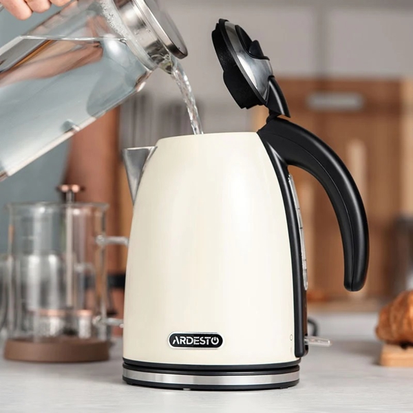 ელექტრო ჩაიდანი Ardesto EKL-F340BG, 2200W, 1.7L, Electric Kettle, Black/Cream