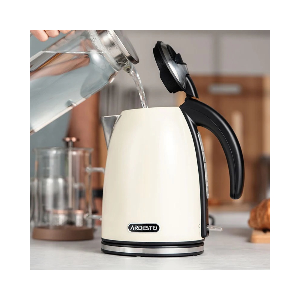 ელექტრო ჩაიდანი Ardesto EKL-F340BG, 2200W, 1.7L, Electric Kettle, Black/Cream