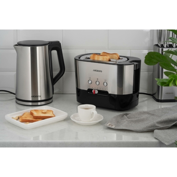 ტოსტერი Ardesto T-K210, 1000W, Toaster, Black/Silver