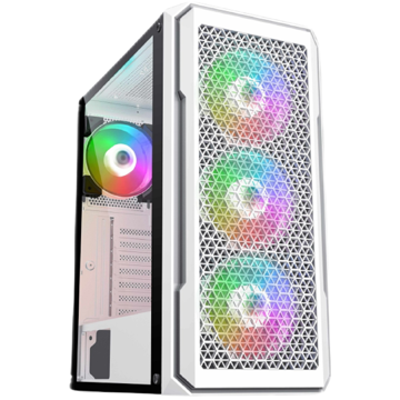 ქეისი 2E 2E-G338W Hexagon, Computer Case, MidT, ATX, M-ATX, M-ITX, 2xUSB 2.0, USB 3.2, White