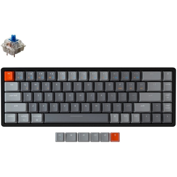 Keychron K6W2, HotSwap Gateron Blue, Wireless, BT, USB, Keyboard, Black