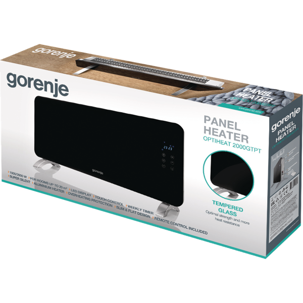 Gorenje 2000GTPT Optiheat, 2000W, Electric Heater, Black