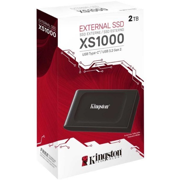 გარე მყარი დისკი Kingston SXS1000/2000G, 2TB, External SSD, USB 3.2, Black