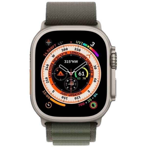 სმარტ საათი Apple MQFN3GK Watch Ultra, 1.92", 49mm, IP6X Waterproof, Bluetooth, Wi-Fi, Smart Watch, Natural Green