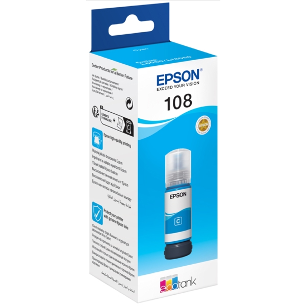 კარტრიჯის მელანი Epson 108 C13T09C24A, 7200P, Ink Cartridge, Cyan