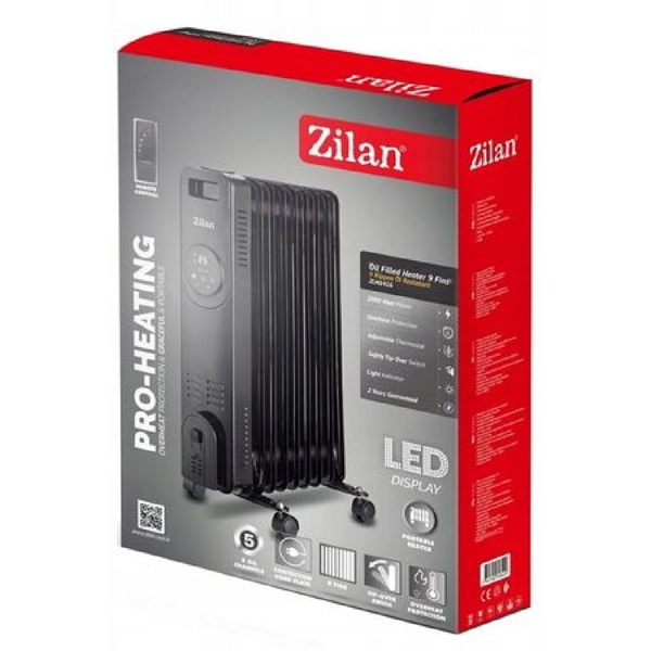 ზეთის რადიატორი Zilan ZLN8416, 2000W, Oil Radiator, Black