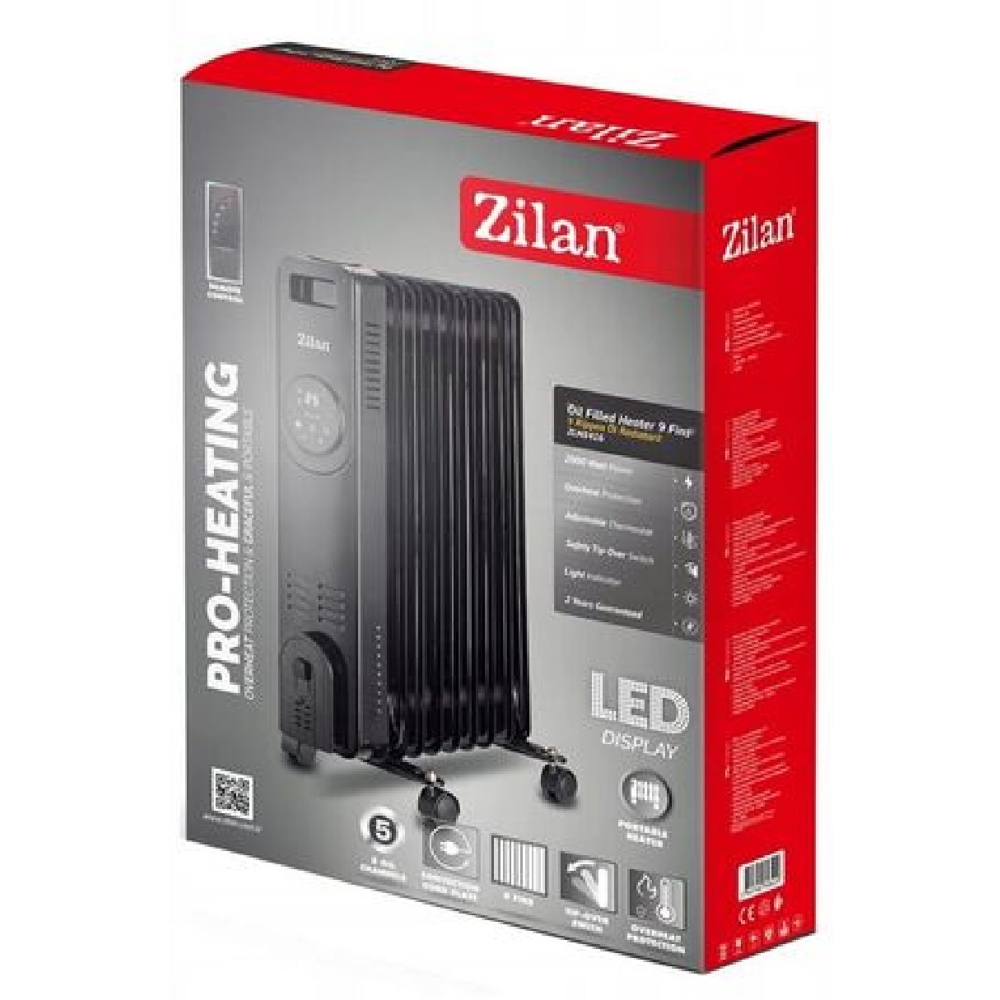 ზეთის რადიატორი Zilan ZLN8416, 2000W, Oil Radiator, Black