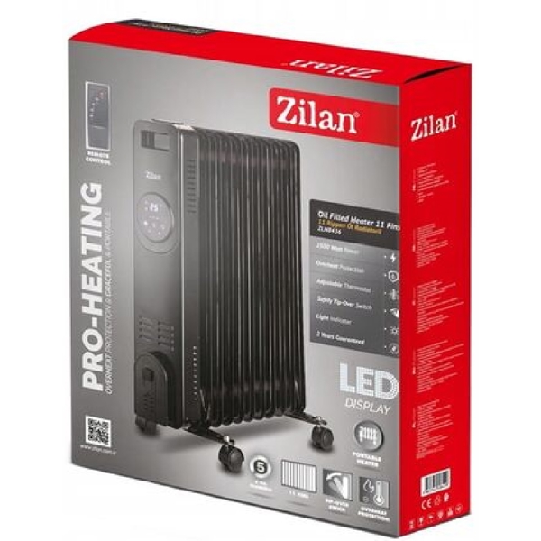 ზეთის რადიატორი Zilan ZLN8436, 2500W, Oil Radiator, Black