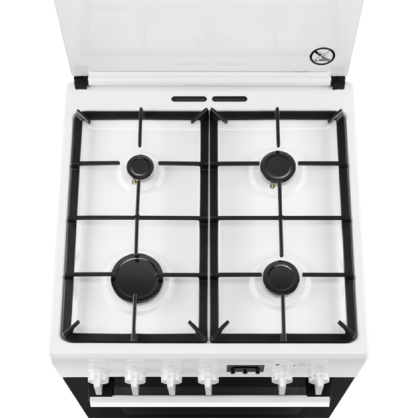 გაზქურა Electrolux LKK660200W, 4 Gas, Oven, White