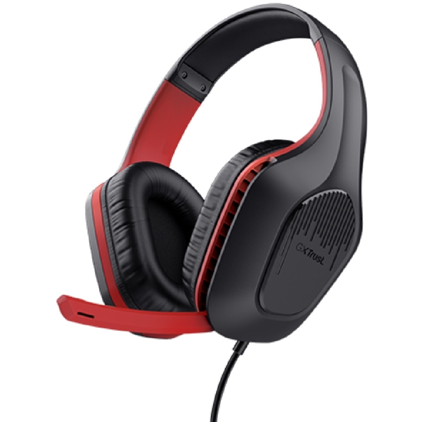 ყურსასმენი Trust 24995 GXT415S ZIROX, Gaming Headset, Wired, 3.5mm, Black/Red