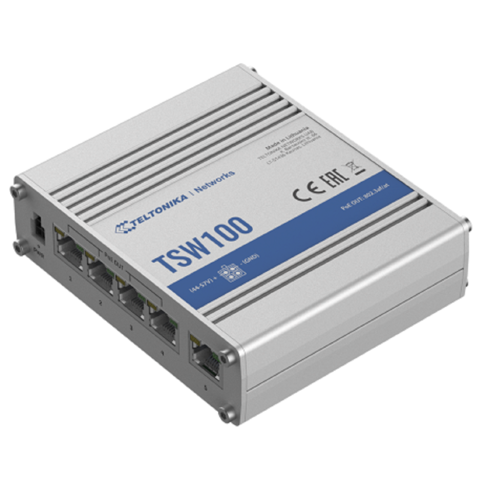 Teltonika TSW100000000, 5-Port Gigabit, PoE + Switch, White