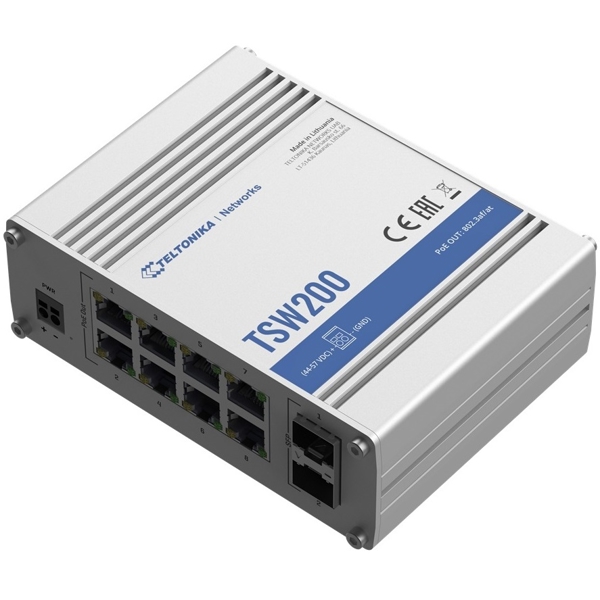 Teltonika TSW200000010, 8-Port Gigabit, PoE + Switch, White