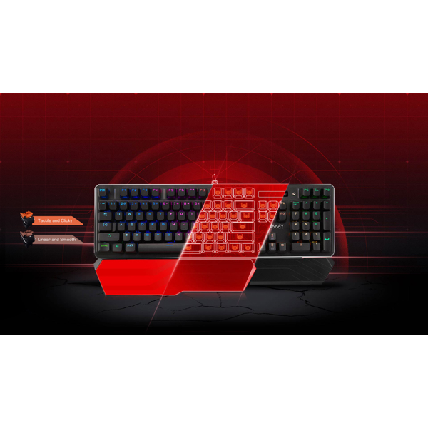 A4tech B975 Bloody LIGHT STRIKE, Wired, RGB, USB, Gaming Keyboard, Black