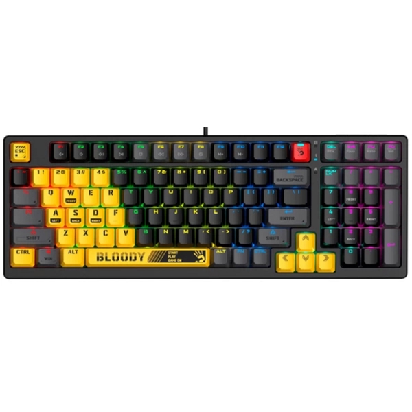 კლავიატურა A4tech S98 Bloody Sports, Wired, RGB, USB, Gaming Keyboard, Black/Yellow