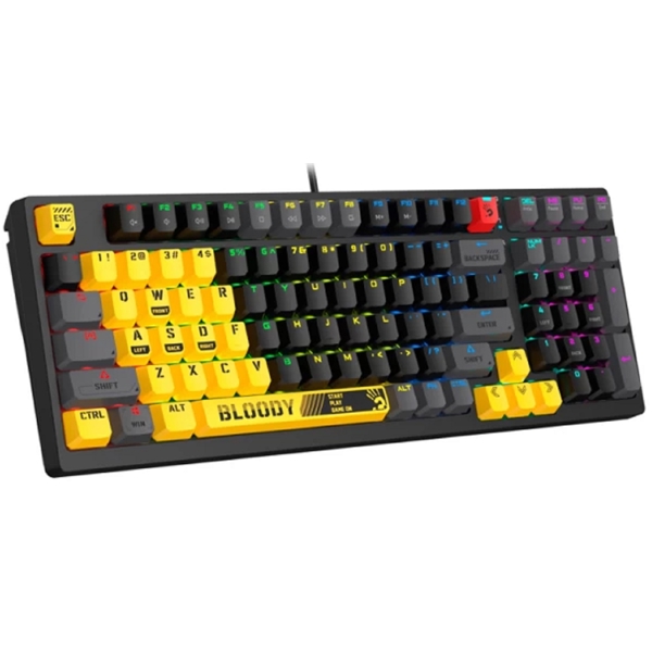 კლავიატურა A4tech S98 Bloody Sports, Wired, RGB, USB, Gaming Keyboard, Black/Yellow