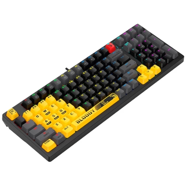 კლავიატურა A4tech S98 Bloody Sports, Wired, RGB, USB, Gaming Keyboard, Black/Yellow