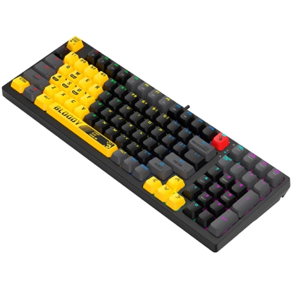 კლავიატურა A4tech S98 Bloody Sports, Wired, RGB, USB, Gaming Keyboard, Black/Yellow