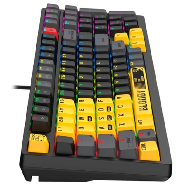 კლავიატურა A4tech S98 Bloody Sports, Wired, RGB, USB, Gaming Keyboard, Black/Yellow