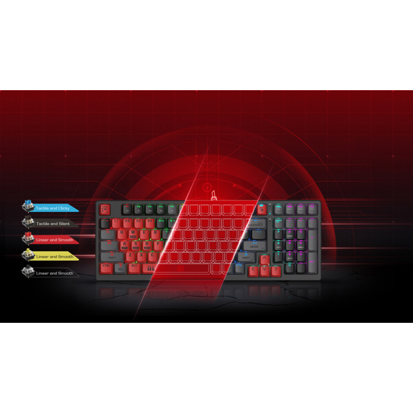 კლავიატურა A4tech S98 Bloody Sports, Wired, RGB, USB, Gaming Keyboard, Black/Yellow