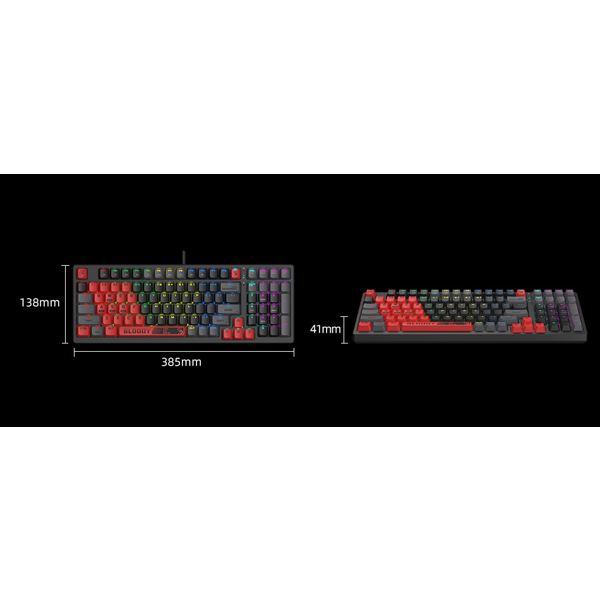 კლავიატურა A4tech S98 Bloody Sports, Wired, RGB, USB, Gaming Keyboard, Black/Yellow