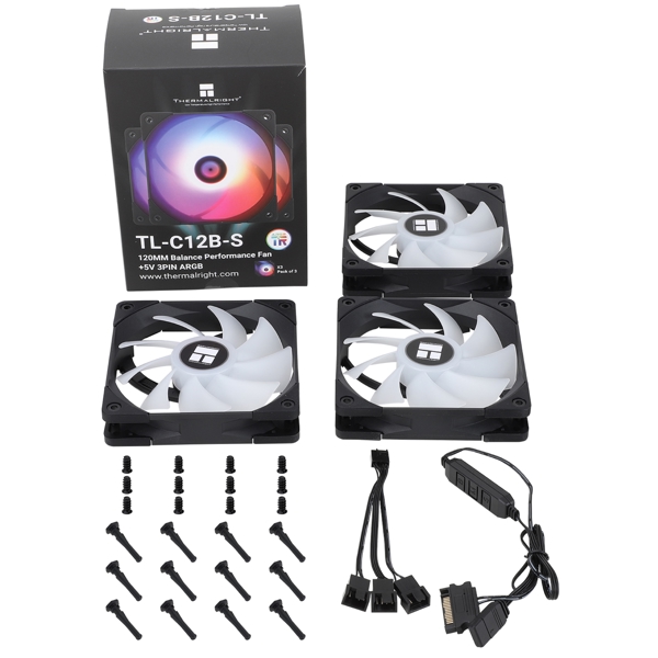 ThermalRight TR-TL-C12B-S*3, RGB, 120mm, 1500RPM, Cooler, Black