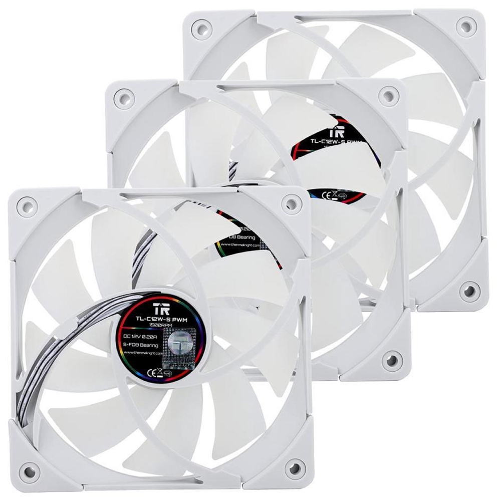 ქულერი ThermalRight TR-TL-C12W-S*3, RGB, 120mm, 1500RPM, Cooler, White