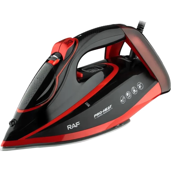 ორთქლის უთო Raf R.1140, 2600W, 320ML, Steam Iron, Black/Red