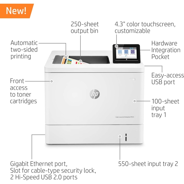 პრინტერი HP 7ZU78A LaserJet M555dn, A4, USB, Ethernet, White