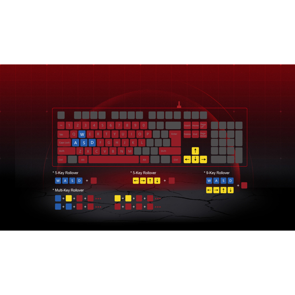 გეიმინგ კომპლექტი A4tech B1700 Bloody, Wired, USB, Gaming Keyboard + Set, Black