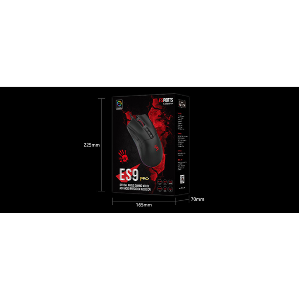 A4tech ES9 Pro Esport Bloody, Wired, USB, Gaming Mouse, Black