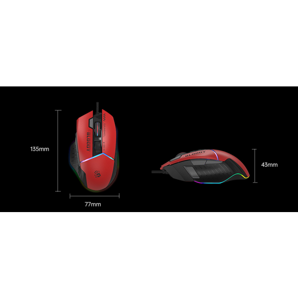 მაუსი A4tech W95 Max Sports Bloody, Wired, USB, Gaming Mouse, Red