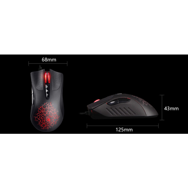 მაუსი A4tech A90 Light Strike Bloody, Wired, USB, Gaming Mouse, Black