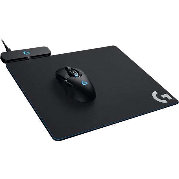 მაუსის პადი+უსადენო დამტენი Logitech 943-000110 POWERPLAY, Wireless Charging Mouse Pad, M, Black