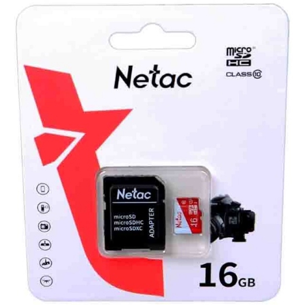 მეხსიერების ბარათი Netac NT02P500ECO-016G-R, 16GB, SDHC, C10, Black