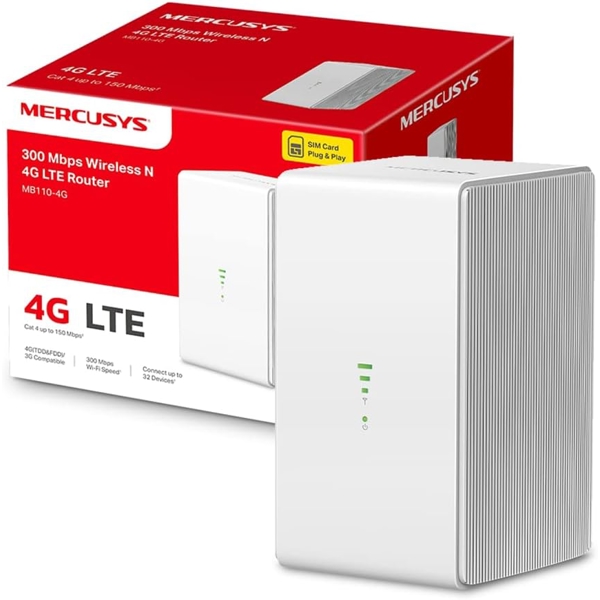 როუტერი Mercusys MB110-4G, 300Mbps, Router, White