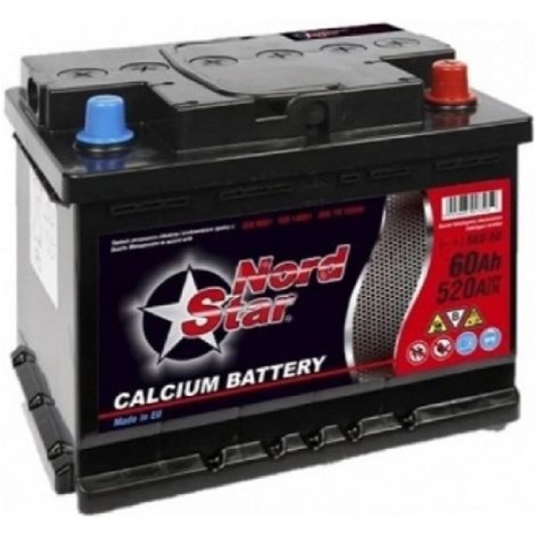 მანქანის აკუმულატორი Nordstar 20302000, 12V, 60Ah, Car Battery